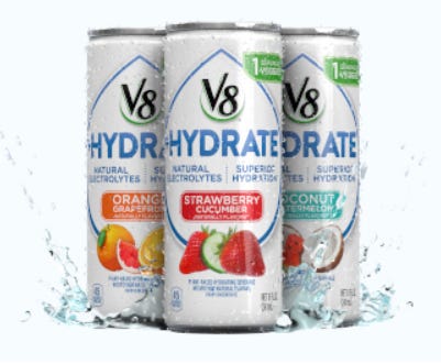 Campbell Soup Co.'s slumping V8 brand has introduced a sweet potato-based hydration beverage.