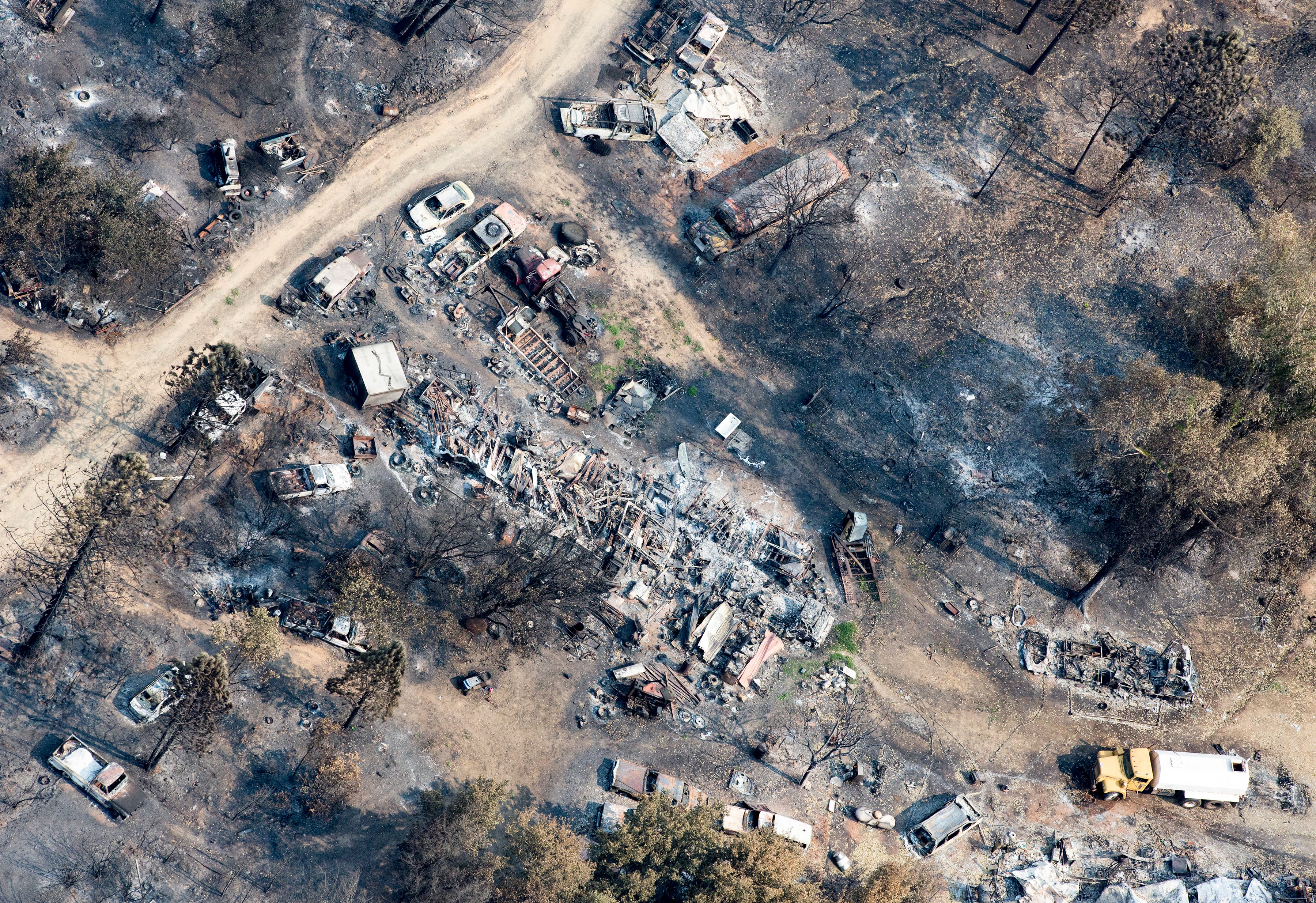 Aerial of the decimated Keswick area following the Carr fire in Shasta Co., Calif., Tuesday, August 21, 2018.