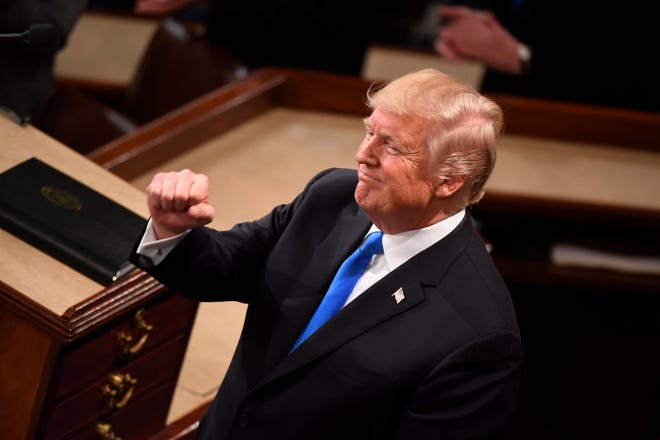 President Donald Trump delivers his  State of the Union address on Jan. 30, 2018, promising to overhaul civil service rules to make it easier to fire bad federal employees.