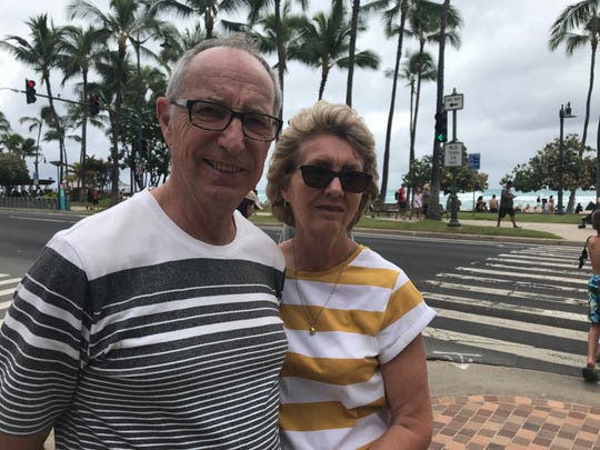 Bruce and Raewyn Webber of Auckland, New Zealand. The couple were vacationing in Hawaii when Hurricane Lane began to bear down on the islands. But having tent camped through cyclones in New Zealand, the storm held no fears for them.