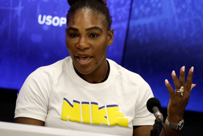 Serena Williams at a press conference Saturday ahead of the U.S. Open.