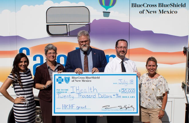 From left, Kassie Ckodre, New Mexico State University Foundation; Dr. Karen Kopera-Frye, NMSU College of Health and Social Services; Craig Holden, NMSU Foundation; Brien Murphy, NMSU Foundation; and Consuelo Bolagh-Cowder, Blue Cross Blue Shield of New Mexico.