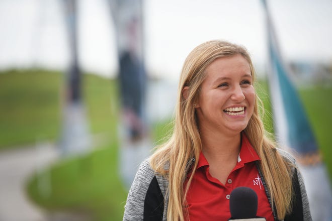 Kate Wynja talks about her expectations for the LPGA Symetra Tour after a media briefing Monday, Aug 27, at Willow Run Golf Course in Sioux Falls.