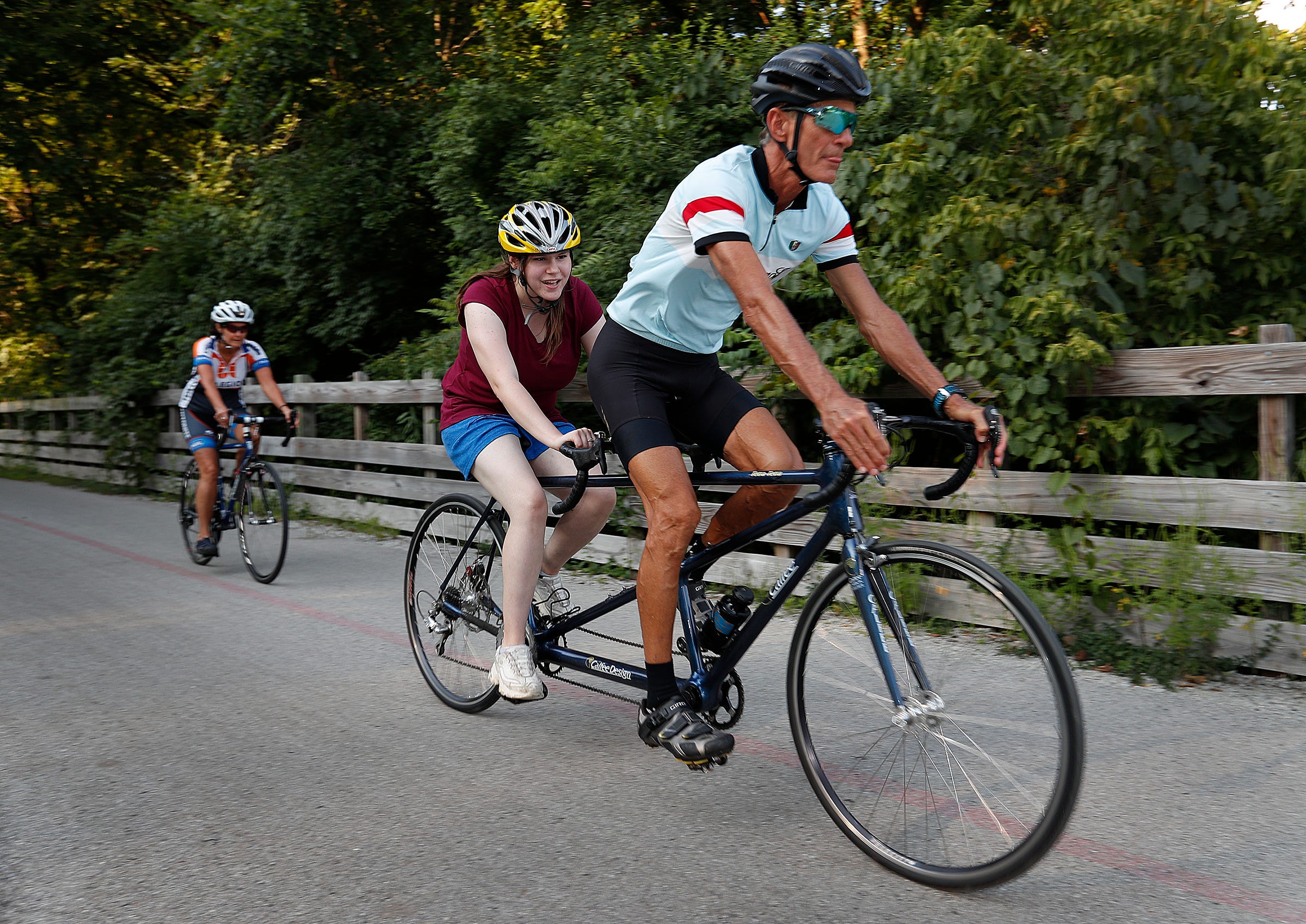Tandem bike rides give blind students an evening on the Monon