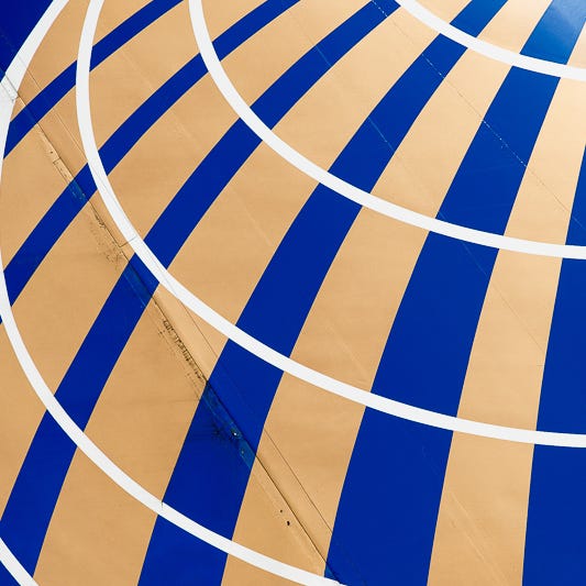 A United Airlines logo is seen at Washington Dulles International Airport on June 29, 2018.