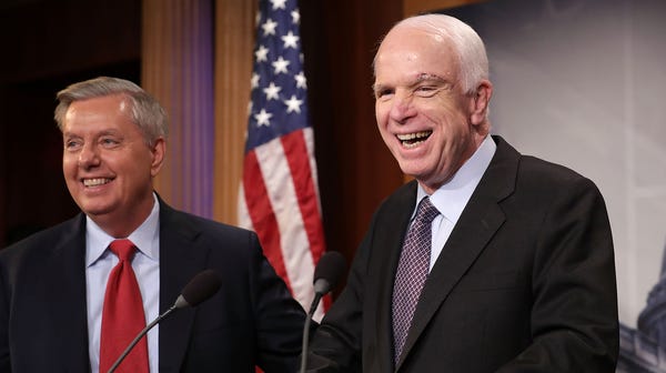 Sen. John McCain, R-Ariz., and Sen. Lindsey...