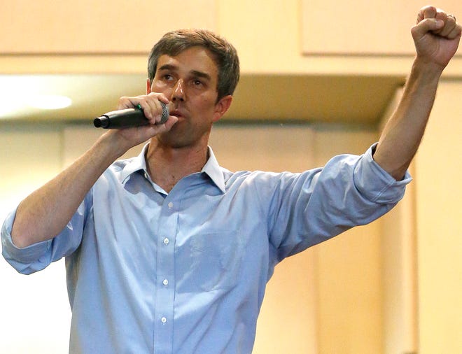 Rep Beto O'Rourke, D-Texas, speaks during a town hall meeting at the Quail Point Lodge on Aug. 16, 2018 in Horseshoe Bay, Texas.