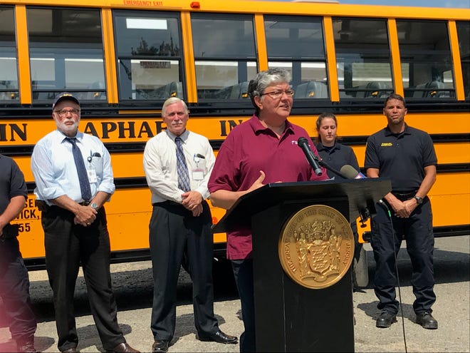 On Wednesday, New Jersey Motor Vehicle Commission Chair and Chief Administrator Sue Fulton, along with team members of the MVC's School Bus Inspection Unit, visited Irvin Raphael Inc. on Old Stage Road to conduct inspections of some of the company's fleet of 130 buses.