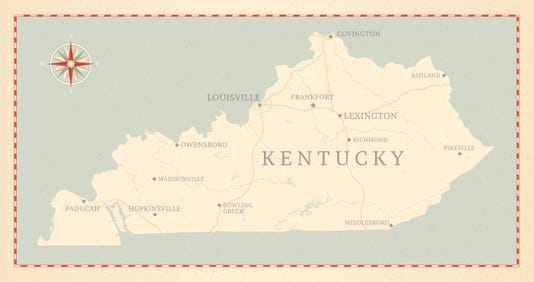 Vintage Style Kentucky Map