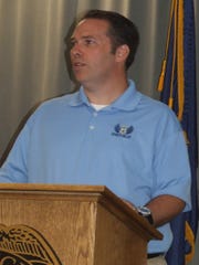 Ryan Smith, executive director of Spirit of Blue, talks Tuesday about a grant from his organization that helped the Livonia Police Department issue emergency-use tourniquets to every officer.