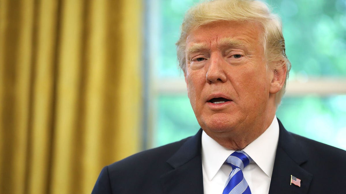 President Donald Trump makes brief remarks during a meeting with FIFA President Gianni Infantino and U.S. Soccer President Carlos Cordeiro in the Oval Office at the White House Aug. 28, 2018 in Washington
