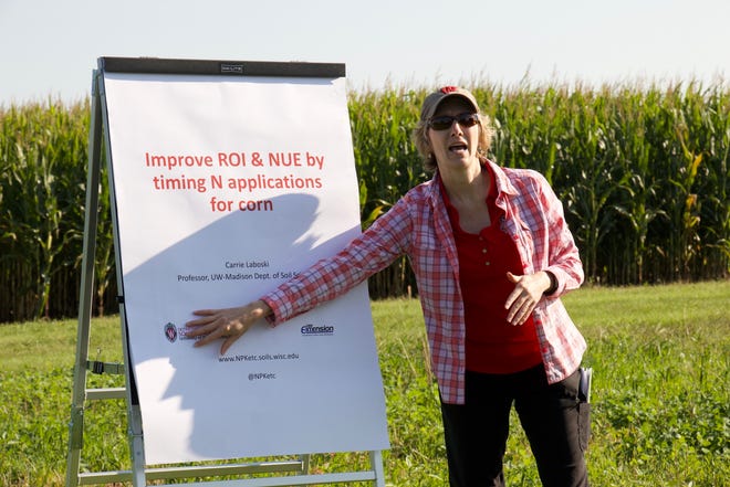 Soil science professor Carrie Laboski describes her new research on return on investment and nitrogen use efficiency in corn, performed at UW-Madison agricultural research stations in Marshfield and Arlington.