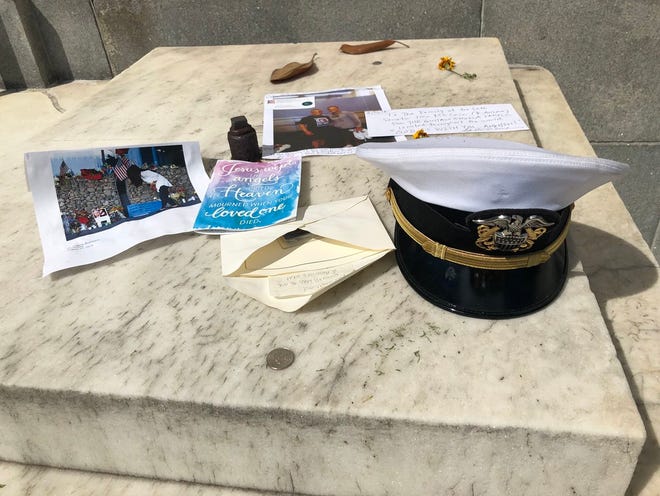 Outside the Russell Senate Office building, there is makeshift memorial growing for Sen. John McCain. It includes an officer’s hat, cards and messages honoring him.