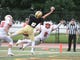 Westwood at River Dell on Friday, August 31, 2018. RD #6 Jack Racine reaches for a pass as WW #2 Nick Baez defends. 