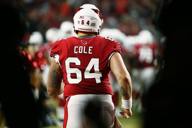 Cardinals center Mason Cole makes his NFL debut during a preseason game on Aug. 11.