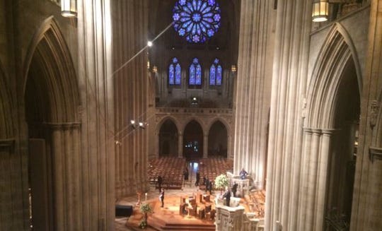 View from the press section in the South Balcony inside the Washington National Cathedral on Sept. 1, 2018, less than two hours before the memorial service for U.S. Sen. John McCain.