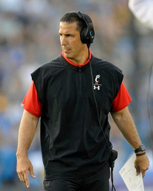 Cincinnati Bearcats head coach Luke Fickell watches game action against the UCLA Bruins during the second half at the Rose Bowl. Mandatory Credit: Gary A. Vasquez-USA TODAY Sports
