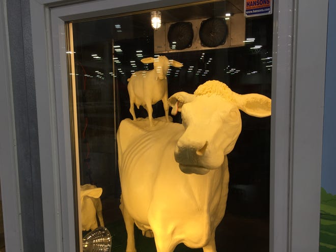 Bovines carved from butter are a tradition at the Michigan State Fair in Novi, Sept. 2, 2018