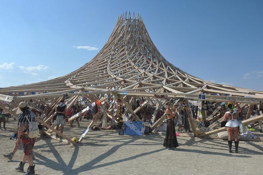 Burning Man: 747 airplane art car still in Black Rock Desert