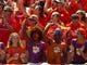 Week 1: Clemson Tigers fans react during the first quarter against the Furman Paladins at Clemson Memorial Stadium.