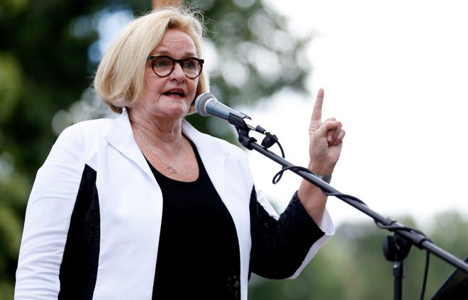 Missouri, Sen. Claire McCaskill speaks at the 2018 Labor Day Picnic on Monday, Sept. 3, 2018. McCaskill urged pro-union supporters to give her a third term in Congress and celebrating the "right-to-work" measure failed.