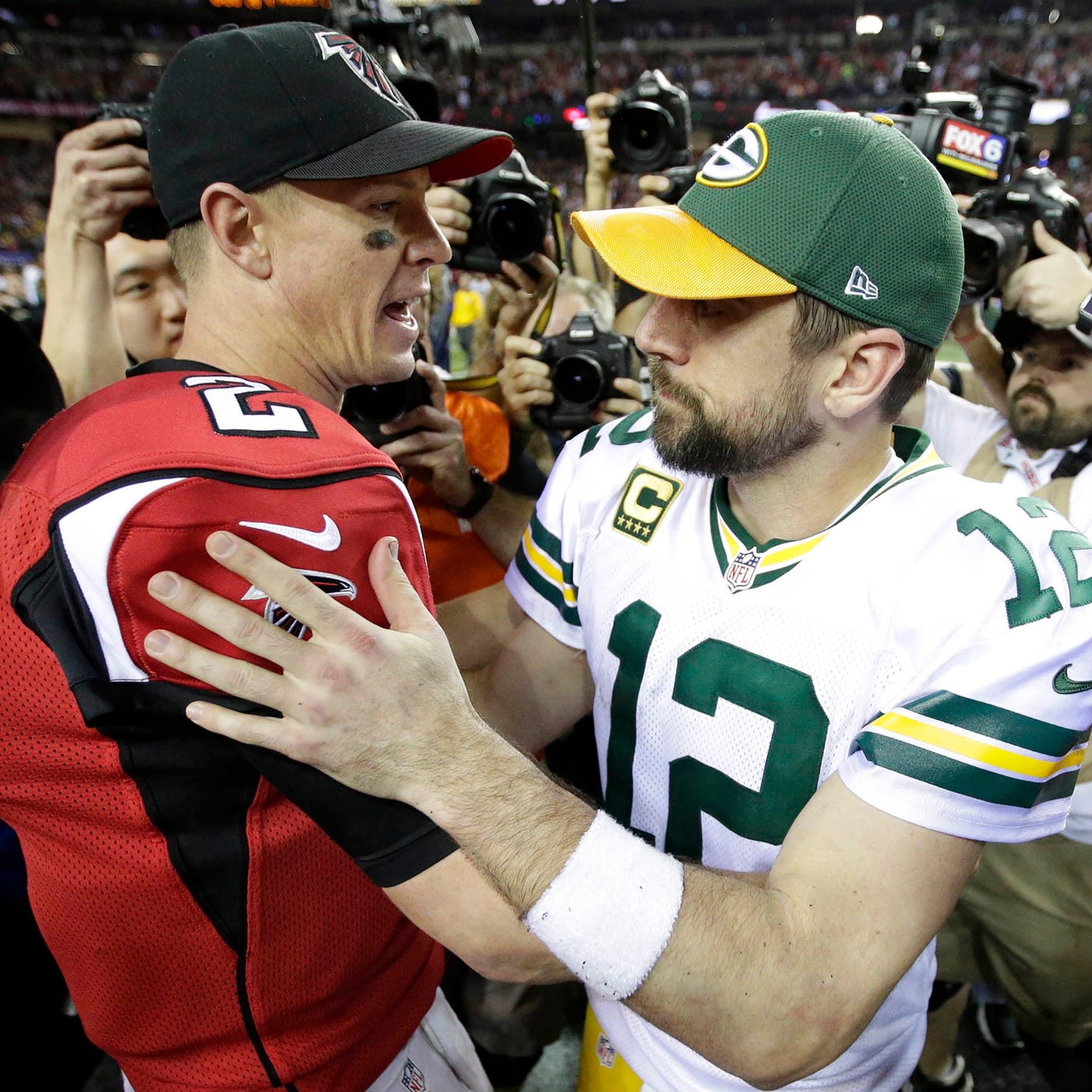 Falcons QB Matt Ryan (2) and Packers QB Aaron Rodgers each appear to enter the 2018 NFL season with justifiable Super Bowl hopes.