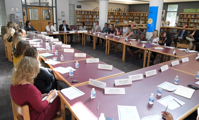 Tennessee Gov. Bill Haslam attended the fourth listening tour roundtable discussion on the delivery of the TNReady assessment at Freedom Middle School in Franklin on Sept. 4, 2018.