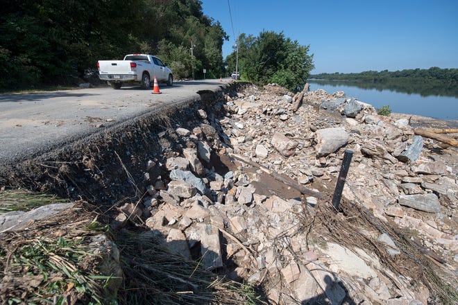 A parking area across from the Snyder's Wildcat Falls home was washed into the Susquehanna River after the water poured over the roadway.
