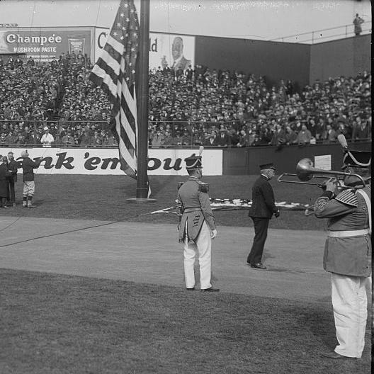Patriotism slowly became a part of sporting events due to the United States' involvement in two World Wars.