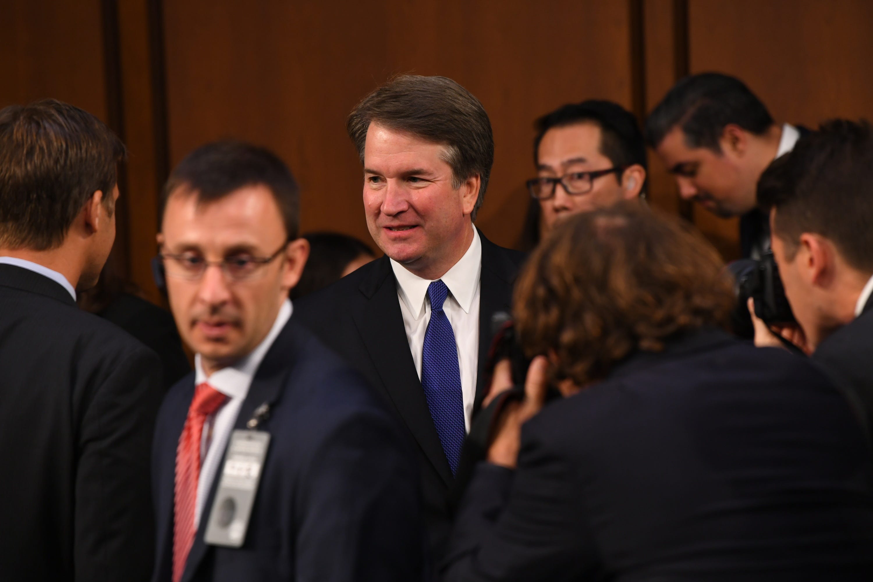 9/4/18 1:17:07 PM -- Washington, DC, U.S.A  -- Supreme Court Associate Justice nominee Brett Kavanaugh appears before the Senate Judiciary Committee during his confirmation hearing on Sept. 4, 2018 in Washington. Kavanaugh was nominated by President Donald Trump to replace Justice Anthony Kennedy,who retired from the Supreme Court in July.  --    Photo by Jack Gruber, USA TODAY Staff ORG XMIT:  JG 137433 Kavanaugh Confir 9/4/2018 (Via OlyDrop)