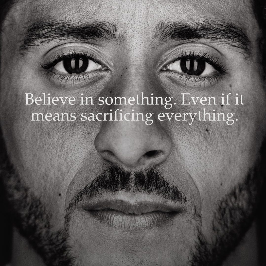 A new Nike advertisement features former NFL quarterback Colin Kaepernick.