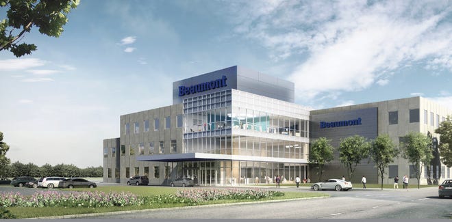 A conceptual artist rendering by HKS Architects of Beaumont Health's new outpatient campuses that it is planning to build in Lenox Township and Livonia. NexCore Group is building the centers.