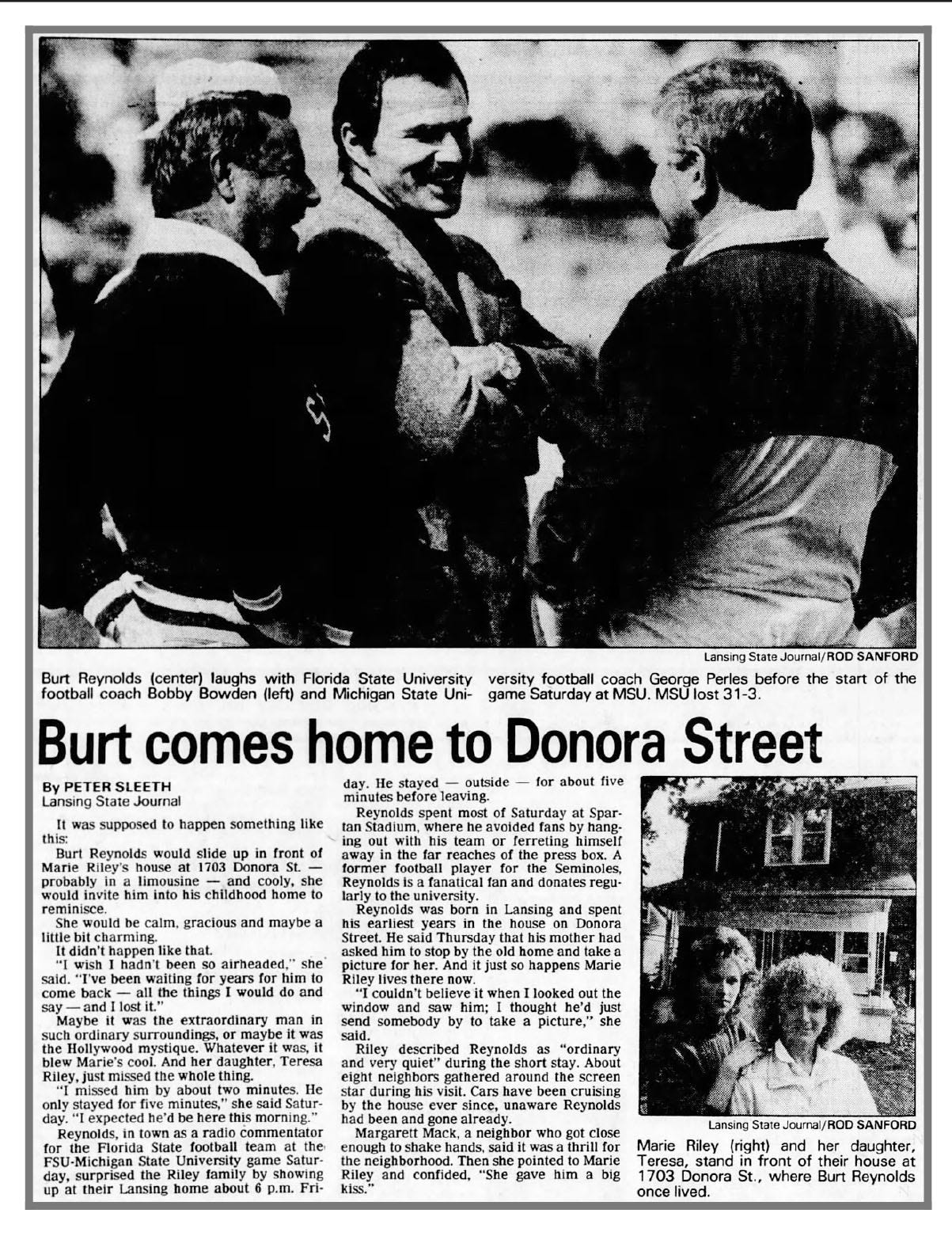 Burt Reynolds' home in Lansing once rented for 8 a week