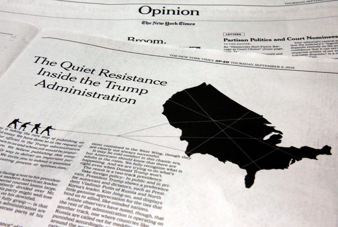 The anonymous op-ed in The New York Times on Sept. 6, 2018.