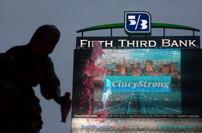 The giant video board on Fountain Square is running the   CincyStrong hashtag. On Thursday, Omar Santa Perez, 29, opened fire in front of the Fifth Third Center on the square, killing three people. Within minutes Cincinnati police had shot and killed the Perez. The square is back open now. 