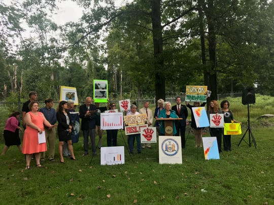 A group of local and state lawmakers redoubled their call on Friday afternoon for federal regulators to take a closer look at safety concerns over the Algonquin gas pipeline expansion near the Indian Point nuclear power plant.