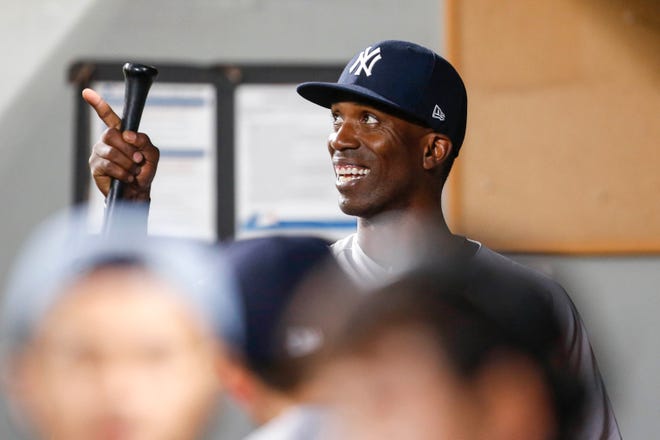 Sep 7, 2018; Seattle, WA, USA; New York Yankees right fielder Andrew McCutchen (26) walks to the clubhouse following a 4-0 victory against the Seattle Mariners at Safeco Field.