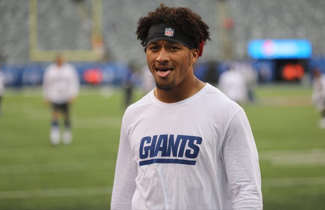 Evan Engram is shown before the Giants take on the Jaguars in East Rutherford during Week 1 of the NFL season. Sunday, September 9, 2018