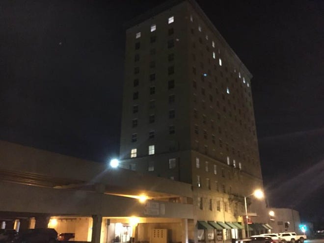 A cell phone image of the Cactus Hotel, 36 East Twohig Avenue, hours after a man reportedly fell several stories and suffered severe injuries, Sept. 8, 2018.