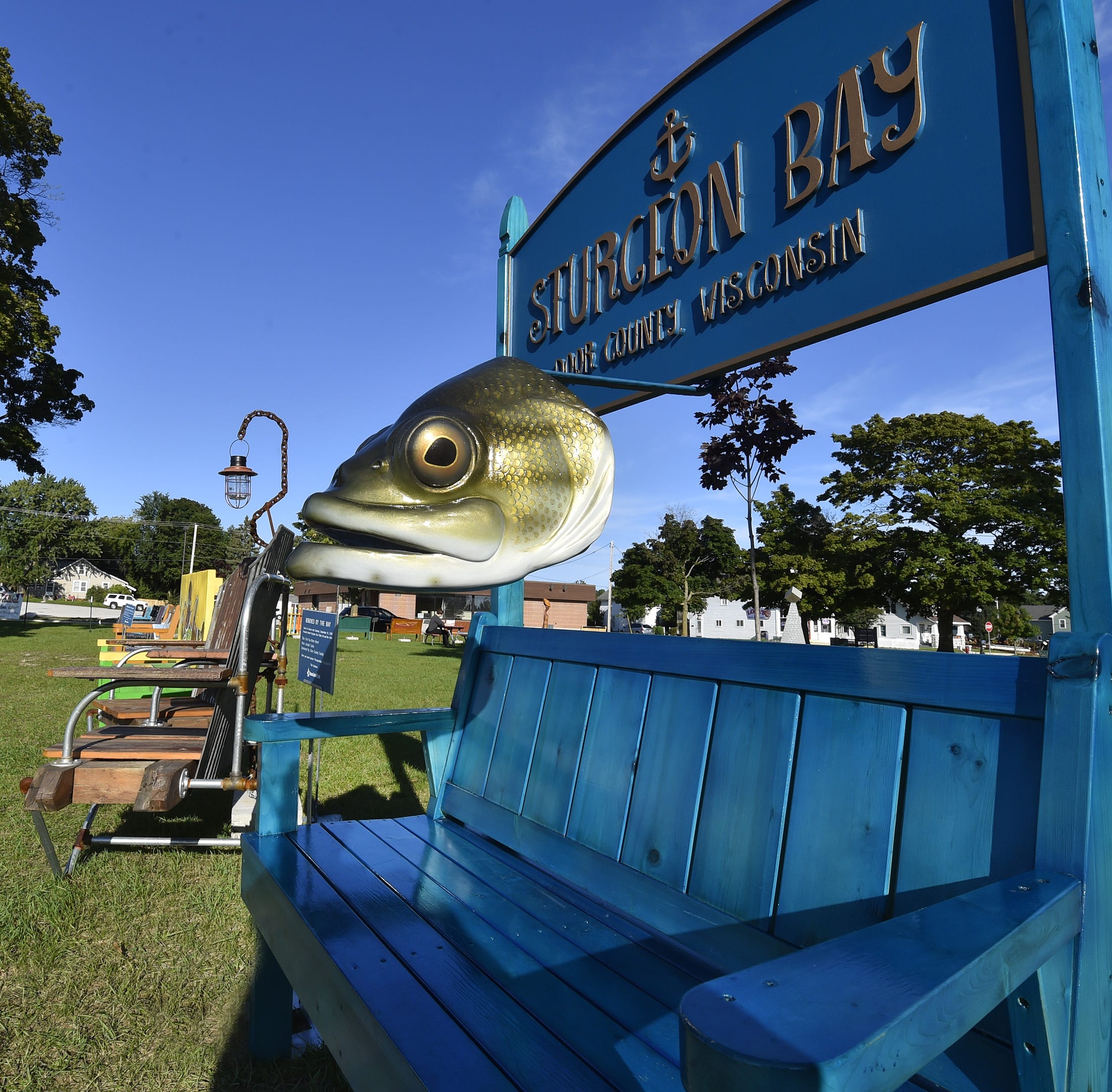 Sturgeon Bay Harvest Fest Art benches, chalk art, car show highlight