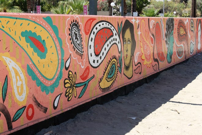Las Tías mural at the Palm Springs Art Museum was completed in a week.