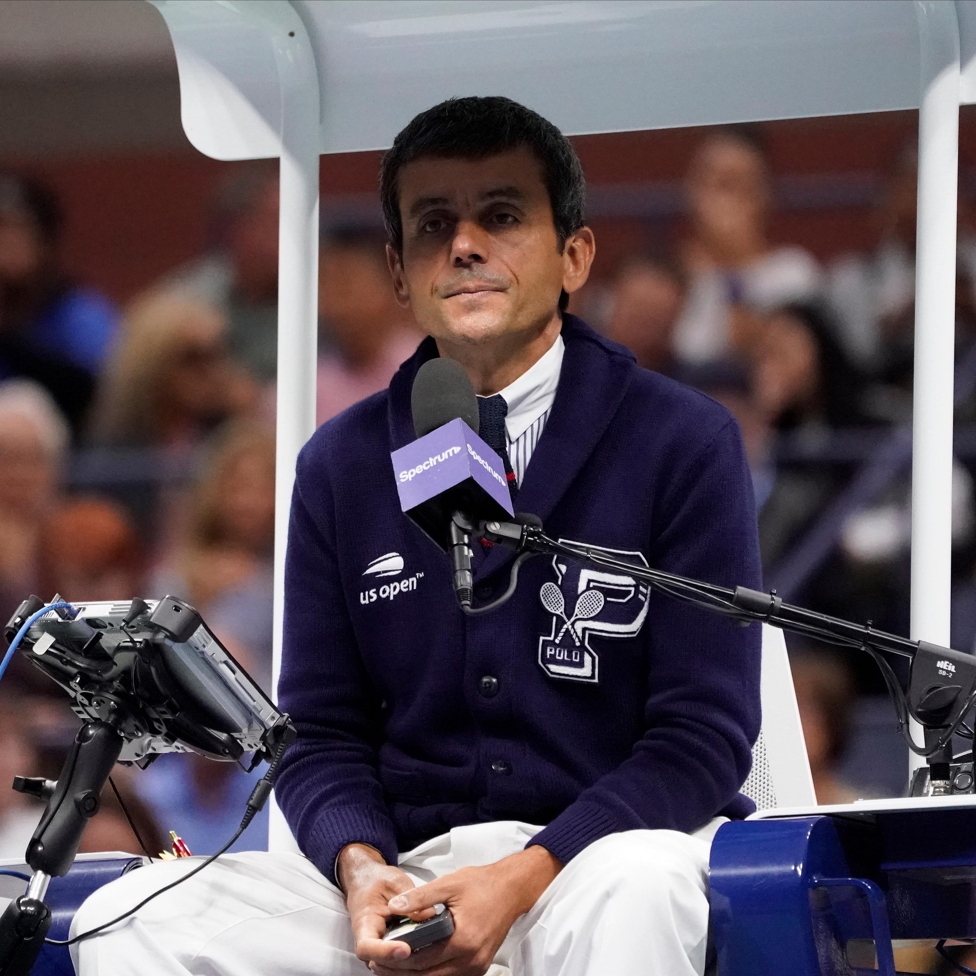 Chair umpire Carlos Ramos during the women's final between Serena Williams and Naomi Osaka.