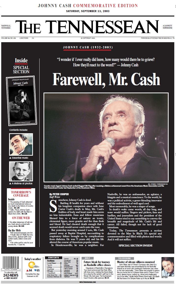 Johnny Cash S Death In Nashville Obituary