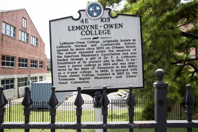 September 13 2018 - A historical marker is seen on the Lemoyne-Owen College campus.