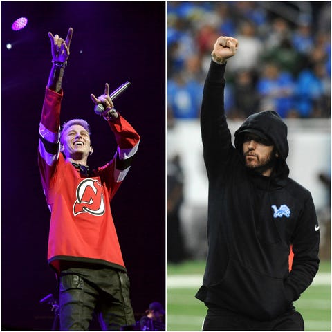 Eminem, right, has taken direct aim at rival...