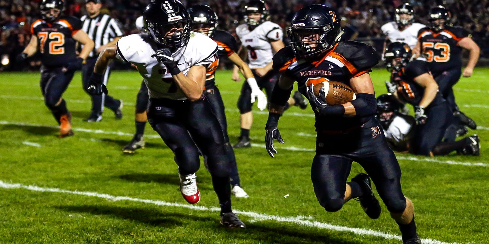 High School Football Marshfield Stops Spash Short Of The End Zone