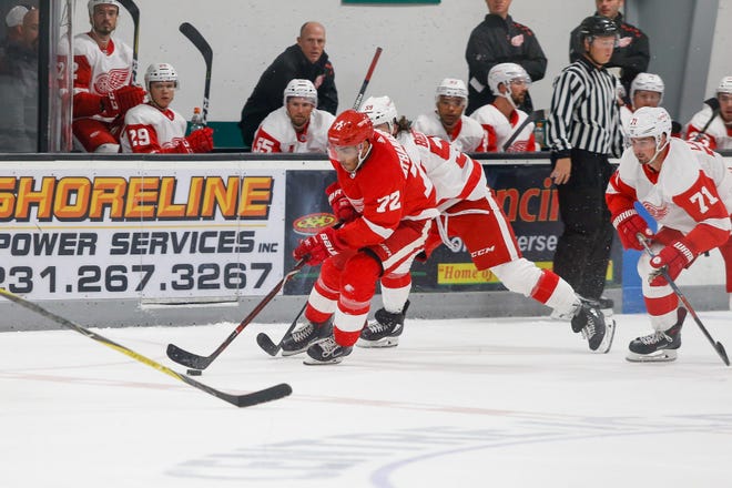 Center Andreas Athanasiou has worked hard in training camp and appears ready to help fill the void created by Henrik Zetterberg's retirement.