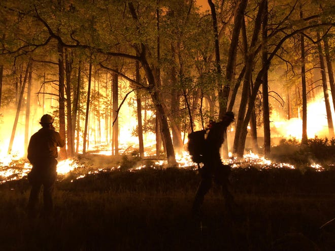 The Platypus Fire burns on Rattlesnake Ridge on Sept. 15, 2018.