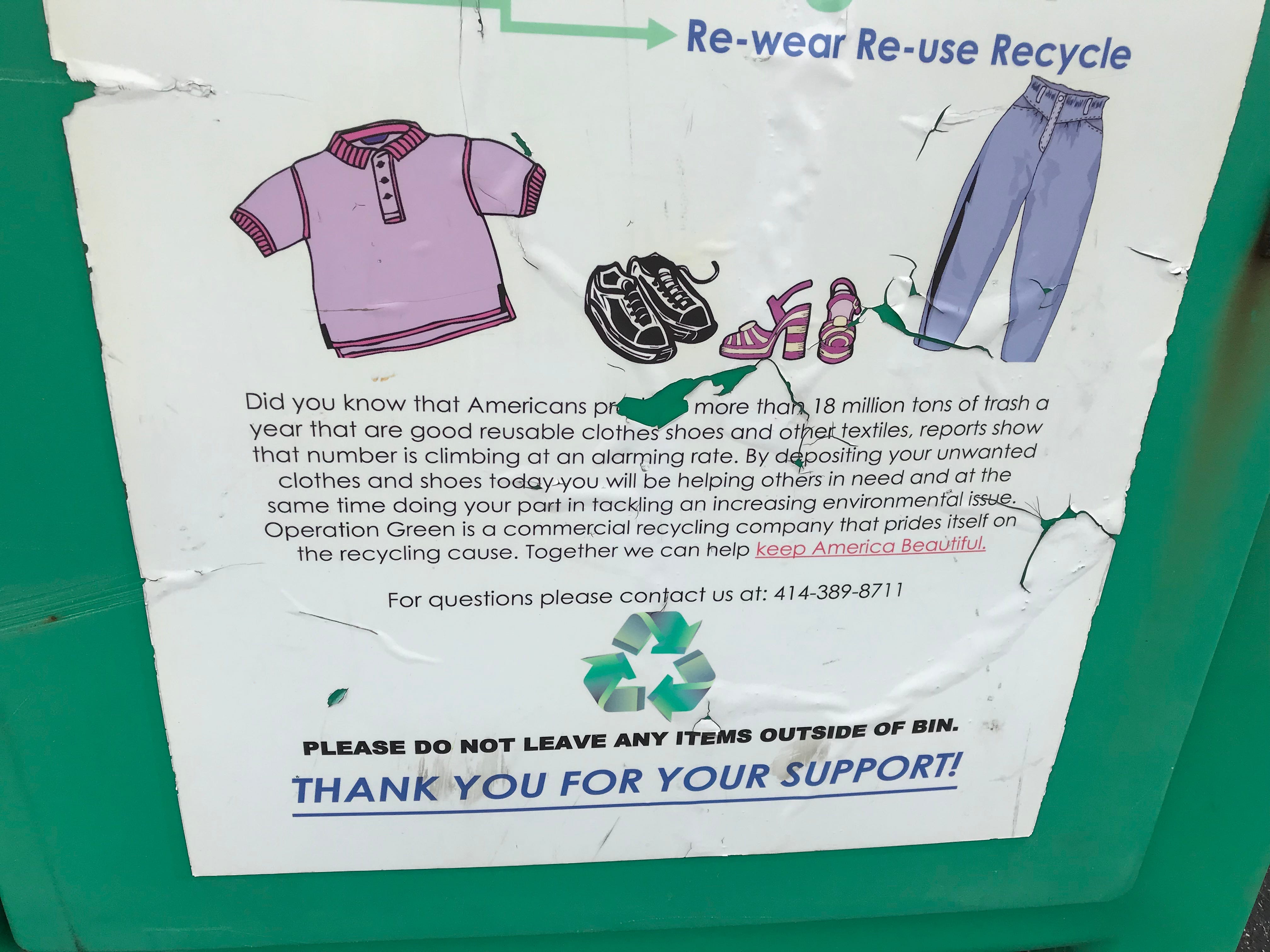 Green clothing donation bins Where they came from, what city can do