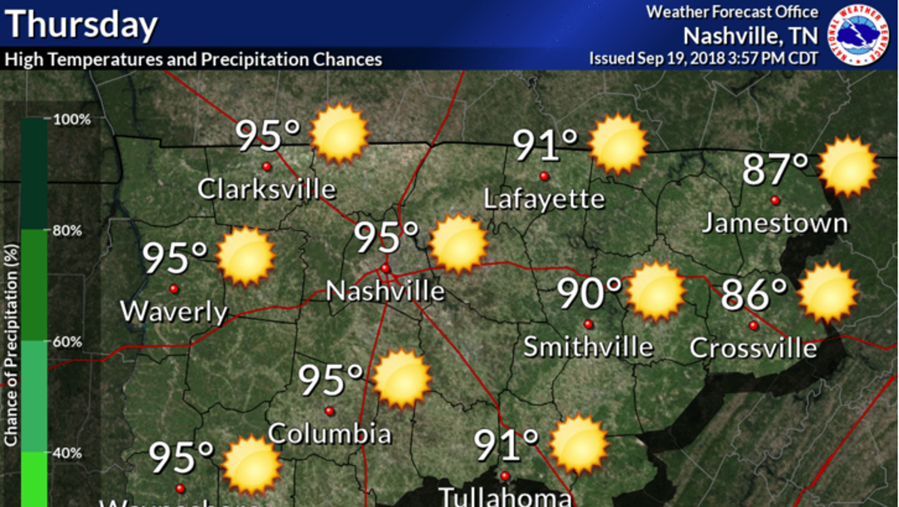 Nashville weather forecast Record heat possible Thursday